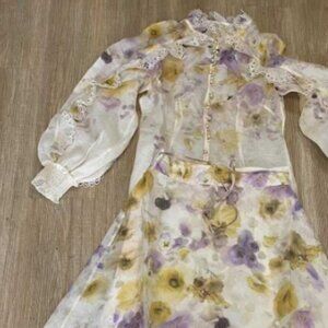 Zimmerman White Floral Two-piece clothing set with Yellow Accents
